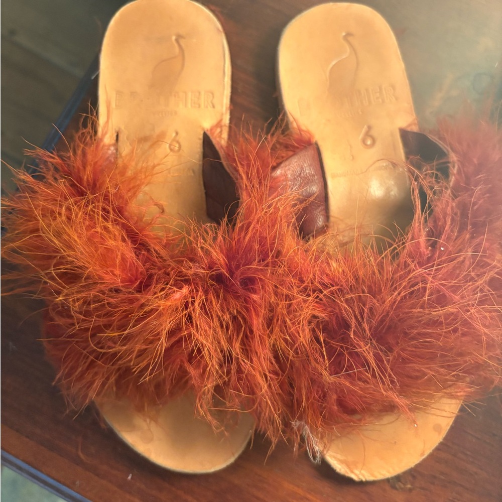 Brother Vellies Marabou Feather Sandals